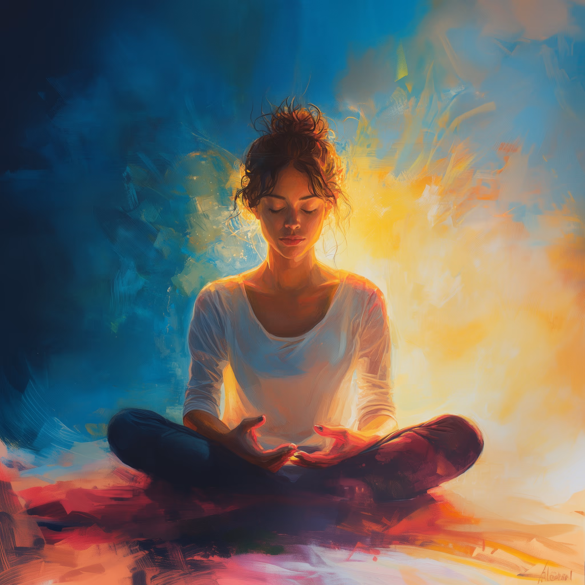 Person relaxing by candlelight