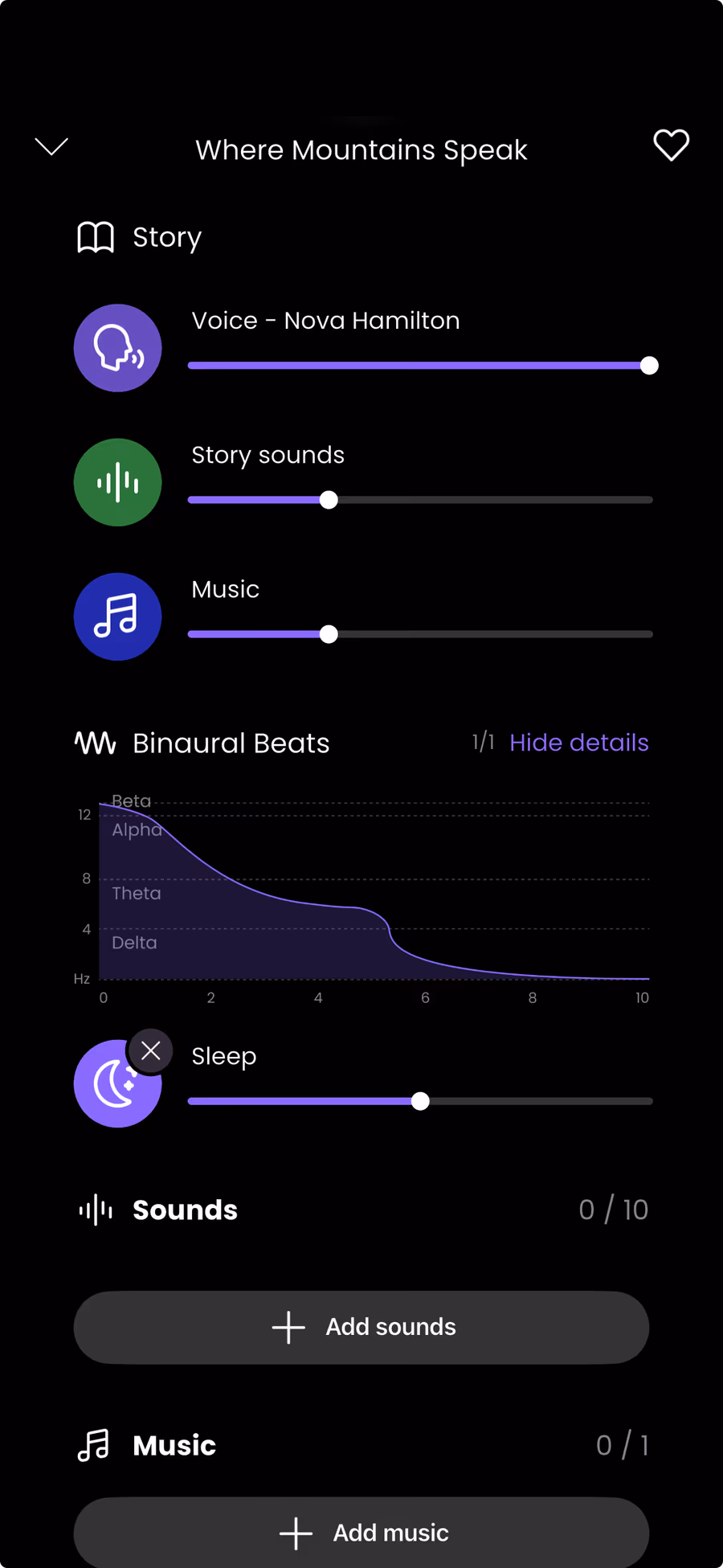 NightWhisper story details screen — The Art of Living